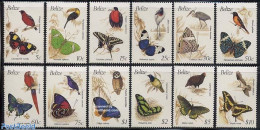 Belize/British Honduras 1990 Birds & Butterflies 12v, Mint NH, Nature - Birds - Butterflies - Owls - Parrots - Toucans - Honduras Británica (...-1970)