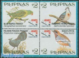 Philippines 1994 Aseanpex, Birds 4v [+], Mint NH, Nature - Birds - Philately - Philippines