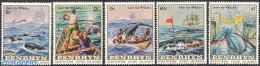 Penrhyn 1983 Save The Whales 5v, Mint NH, Nature - Transport - Animals (others & Mixed) - Fishing - Sea Mammals - Ship.. - Poissons