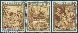 Penrhyn 1986 Christmas 3v, Mint NH, Religion - Christmas - Art - Paintings - Rembrandt - Weihnachten