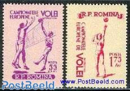 Romania 1955 European Volleyball Games 2v, Mint NH, History - Sport - Europa Hang-on Issues - Sport (other And Mixed) .. - Ungebraucht