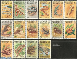 Solomon Islands 1979 Definitives, Reptiles 16v, Mint NH, Nature - Crocodiles - Frogs & Toads - Reptiles - Snakes - Solomoneilanden (1978-...)