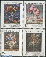 Czechoslovkia 1976 Flower Paintings 4v, Mint NH, Nature - Flowers & Plants - Art - Paintings - Andere & Zonder Classificatie