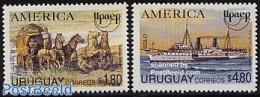 Uruguay 1994 UPAEP 2v, Mint NH, Nature - Transport - Horses - Post - U.P.A.E. - Ships And Boats - Post