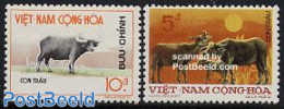 Vietnam, South 1973 Newyear 2v, Mint NH, Nature - Various - Cattle - New Year - Anno Nuovo