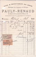 Facture Congé Pauly-Renaud Liqueurs Et Sirops à Dole Pour Thébaut E/v 1920 - 1900 – 1949