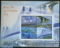 India 2007 Landmark Bridges Of India S/s, Mint NH, Transport - Ships And Boats - Art - Bridges And Tunnels - Ongebruikt