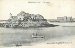 Environs De Morlaix , L'ile Louet Et Le Chateau Du Taureau   ( Scan Recto Et Verso) - Morlaix