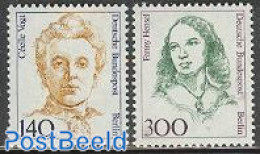 Germany, Berlin 1989 Definitives, Women 2v, Mint NH, History - Performance Art - Women - Music - Unused Stamps