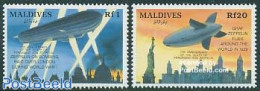 Maldives 1993 Graf Von Zeppelin 2v, Mint NH, History - Transport - Germans - Zeppelins - Zeppelins