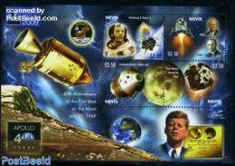 Nevis 2009 Moonlanding Anniversary 4v M/s, Mint NH, Transport - Space Exploration - St.Kitts Y Nevis ( 1983-...)