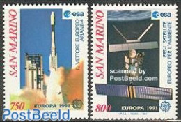 San Marino 1991 Europa, Space 2v, Mint NH, History - Transport - Europa (cept) - Space Exploration - Nuovi