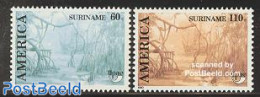 Suriname, Republic 1990 UPAE 2v, Mint NH, Nature - Transport - Trees & Forests - U.P.A.E. - Ships And Boats - Rotary Club