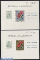 El Salvador 1962 Ahuchapan 2 S/s, Mint NH, History - Nature - Coat Of Arms - Flowers & Plants - Salvador