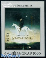 Hungary 1990 Stamp Day S/s, Mint NH, Nature - Horses - Stamp Day - Art - Modern Art (1850-present) - Paintings - Nuevos