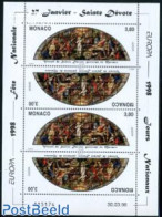 Monaco 1998 Europa, M/s, Mint NH, History - Europa (cept) - Art - Stained Glass And Windows - Unused Stamps