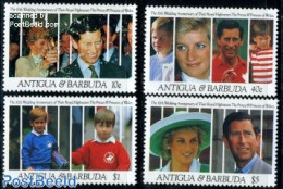 Antigua & Barbuda 1991 Charles & Diana 4v, Mint NH, History - Charles & Diana - Kings & Queens (Royalty) - Royalties, Royals