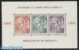 Monaco 1991 Stamp Centenary S/s, Mint NH, 100 Years Stamps - Stamps On Stamps - Ongebruikt