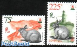 Netherlands Antilles 1999 Year Of The Rabbit 2v, Mint NH, Nature - Various - Animals (others & Mixed) - Rabbits / Hare.. - Nouvel An