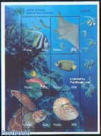 Palau 2002 Eco Tourism 6v M/s, Mint NH, Nature - Fish - Reptiles - Shells & Crustaceans - Turtles - Fische