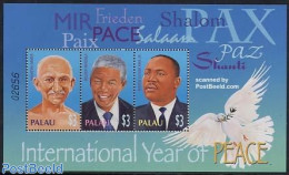 Palau 2004 International Year Of Peace S/s, Mint NH, History - Gandhi - Nobel Prize Winners - Peace - Nelson Mandela - Mahatma Gandhi