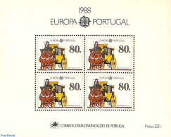 Portugal 1988 Europa, Transport S/s, Mint NH, History - Nature - Transport - Europa (cept) - Horses - Post - Coaches - Nuovi