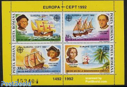 Romania 1992 Europa, Discovery Of America S/s, Mint NH, History - Transport - Europa (cept) - Explorers - Ships And Bo.. - Ongebruikt