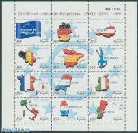 Spain 1999 Euro Countries 12v M/s, Mint NH, History - Various - Europa Hang-on Issues - Maps - Ongebruikt