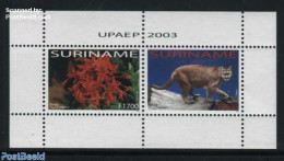Suriname, Republic 2003 UPAEP S/s, Mint NH, Nature - Animals (others & Mixed) - Cat Family - Flowers & Plants - U.P.A.E. - Suriname
