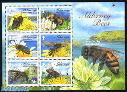 Alderney 2009 Bees 6v M/s, Mint NH, Nature - Various - Animals (others & Mixed) - Bees - Flowers & Plants - Insects - .. - Lighthouses