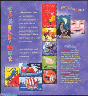 Faroe Islands 2003 Children Songs 10v M/s, Mint NH, Nature - Performance Art - Transport - Various - Cats - Insects - .. - Musik