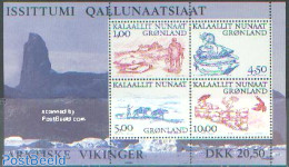Greenland 2001 Arctic Vikings S/s, Mint NH, Nature - Birds - Dogs - Horses - Sea Mammals - Ongebruikt