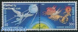 Greece 1991 Europa, Space 2v [:], Mint NH, History - Transport - Europa (cept) - Space Exploration - Nuevos