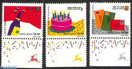 Israel 1991 Greeting Stamps 3v, Mint NH, Various - Greetings & Wishing Stamps - Ongebruikt (met Tabs)