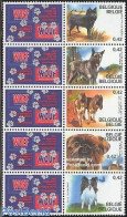 Belgium 2002 Dogs 5v+5tabs [++++], Mint NH, Nature - Dogs - Nuevos
