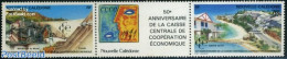 New Caledonia 1991 Central Bank 2v+tab [:T:] (tab May Vary), Mint NH, Science - Various - Mining - Banking And Insurance - Ungebraucht