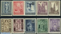 Austria 1946 Stephan Dom Reconstruction 10v, Mint NH, Religion - Churches, Temples, Mosques, Synagogues - Art - Sculpt.. - Unused Stamps
