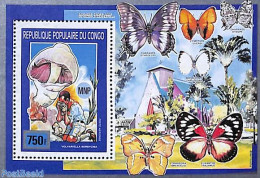 Congo Republic 1991 Scouting, Butterflies S/s, Mint NH, Nature - Sport - Butterflies - Mushrooms - Scouting - Mushrooms