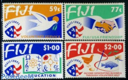 Fiji 1993 US Peace Corps 4v, Mint NH, History - Nature - Militarism - Birds - Fish - Poultry - Art - Books - Militaria
