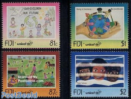 Fiji 1996 UNICEF 4v, Mint NH, History - Unicef - Art - Children Drawings - Autres & Non Classés