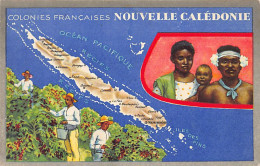 Nouvelle Calédonie - Carte Géographique De La Colonie - Récolte Du Café - Famille Indigène - Ed. Lion Noir  - Nouvelle Calédonie