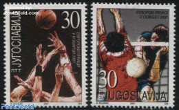 Yugoslavia 2001 Basketball/Volleyball 2v, Mint NH, Sport - Basketball - Sport (other And Mixed) - Volleyball - Neufs