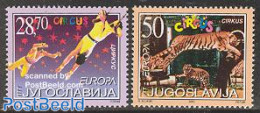Yugoslavia 2002 Europa, Circus 2v, Mint NH, History - Nature - Performance Art - Europa (cept) - Cat Family - Circus - Unused Stamps