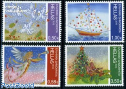 Greece 2010 Christmas 4v, Mint NH, Nature - Religion - Transport - Birds - Angels - Christmas - Ships And Boats - Neufs