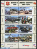 Chile 2010 200 Years Army 8v M/s, Mint NH, History - Transport - Militarism - Helicopters - Militaria