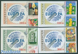 Azerbaijan 2005 50 Years Europa Stamps 4v, Imperforated, Mint NH, History - Europa Hang-on Issues - Stamps On Stamps - Europäischer Gedanke
