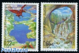 Bulgaria 2001 Europa, Water 2v, Mint NH, History - Nature - Europa (cept) - Birds Of Prey - Deer - Water, Dams & Falls - Nuevos