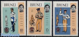 Brunei 1971 Royal Police 3v, Mint NH, Sport - Various - Cycling - Police - Uniforms - Ciclismo