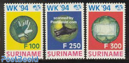 Suriname, Republic 1994 Football Games USA 3v, Mint NH, Sport - Football - Suriname