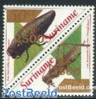 Suriname, Republic 2001 Insects Overprints (2500) 2v, Mint NH, Nature - Insects - Suriname